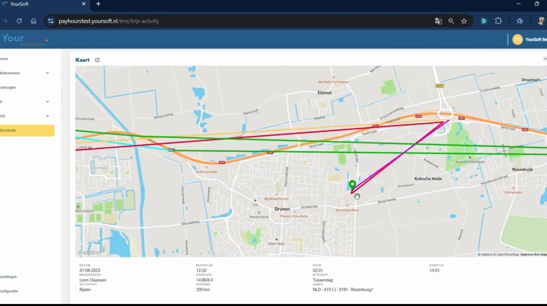 Small Ritten Locaties ritten controleren transport - YourSoft Bedrijfssoftware